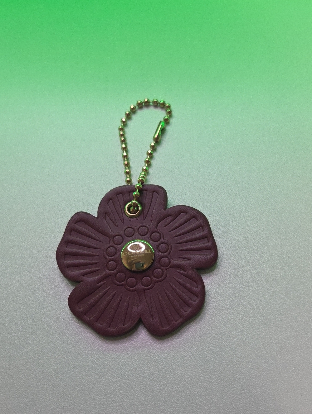 Coach Flower Charm Keychain - Plum - Picture 1 of 3